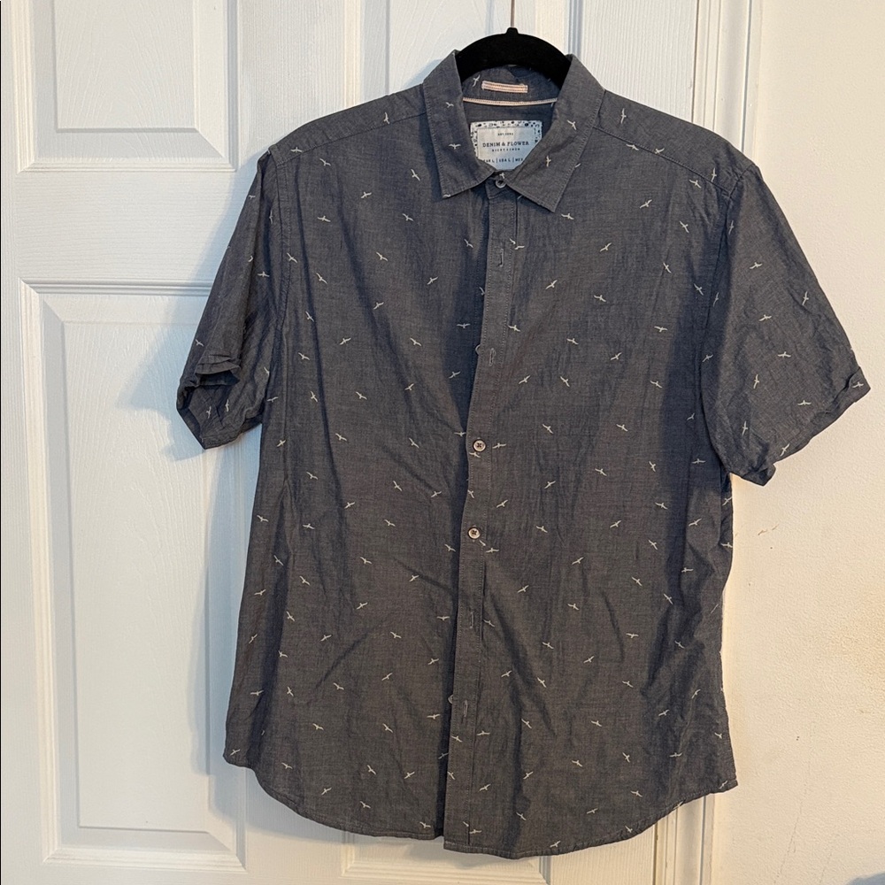 Denim & Flower Dark Gray Casual Button Down Shirt